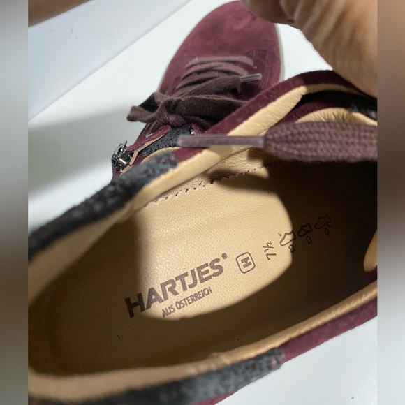 Women's Burgundy Hartjes Bordo‎ Phil Luxe Suede Sneakers - Picture 8 of 9